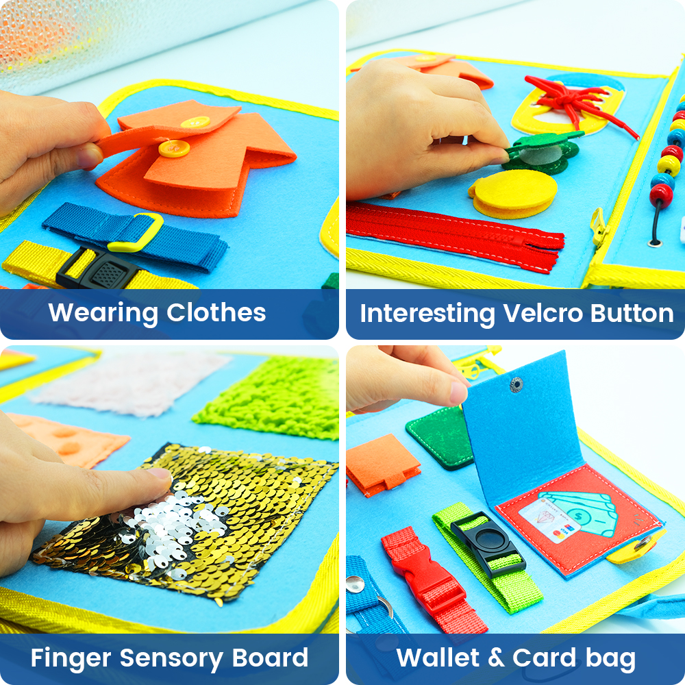 Sensory Montessori Board for Baby's Early Education - Toddler Busy Board for Cognitive, Fine Motor and Intelligence Learning